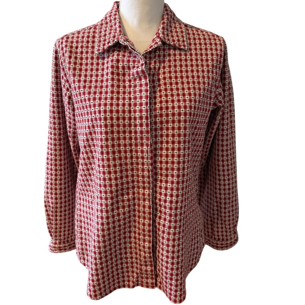 Vintage Woolrich Red Check Textured Button Front Shirt Red White M
